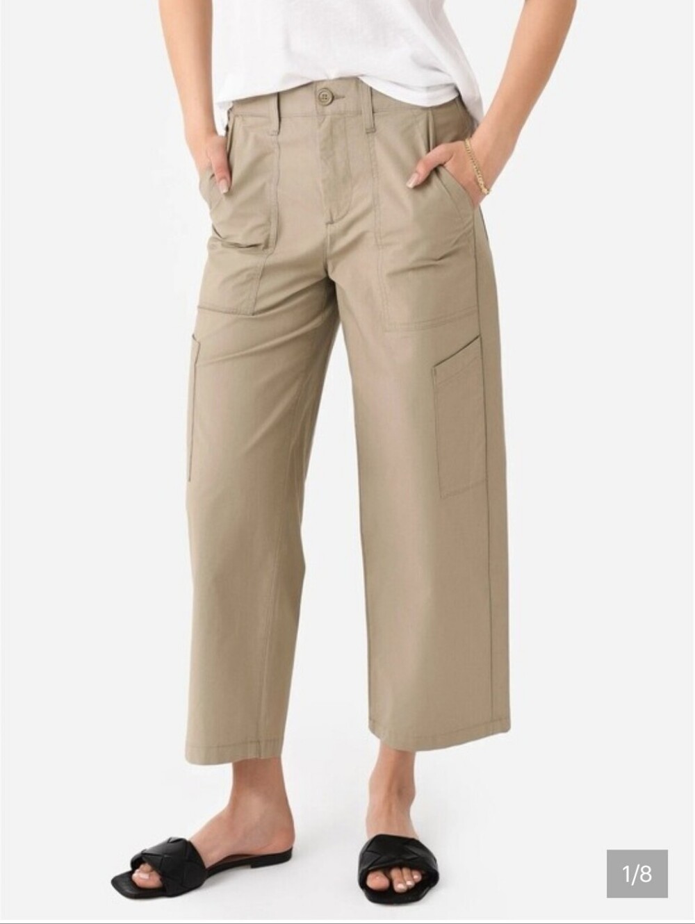 AGOLDE Daria Utility Pants Tan Khaki Poplin Wide Leg Cropped Cargo 29